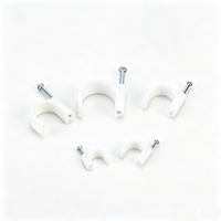 Clip de fixation en fil d'acier antirouille, couleur blanc/noir, attache-câble en plastique, type clou pour mur en béton