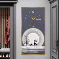 Horloge murale moderne en alliage d'aluminium wapiti, peinture en porcelaine de cristal, peinture décorative de salon, horloge murale