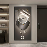 Cadre en aluminium de haute qualité abstrait lumières LED toile photo luxe cristal porcelaine photo diamant horloge mur Art peinture