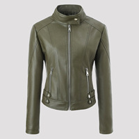 Veste en similicuir PU de luxe discret pour femme, coupe ajustée, col montant, style motard, automne-hiver, haute qualité, 2026