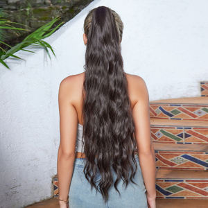 Extension de queue de cheval à clipser enveloppante, cheveux longues ondulés, <span class=keywords><strong>postiche</strong></span> synthétique, queue de cheval, vente en gros JZW - Product Image 3