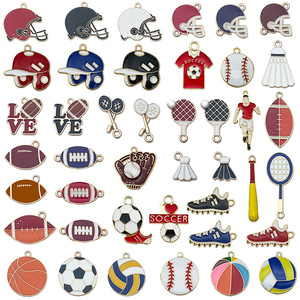 DIY Bijoux Accessoires Football Basketball Badminton Rugby Alliage Goutte D'huile Porte-clés Sports Série Pendentif - Product Image 6