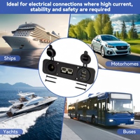 Prise de chargeur de voiture 3-en-1 avec 2 ports USB, connecteur rapide de batterie 50 ampères, prise allume-cigare 12V pour camping-car, bateau, camion