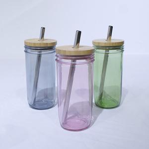 <strong>Mason</strong> <strong>Jar</strong> Glass <strong>Tumbler</strong> With Bamboo Lids and Straws for Juice Milk Tea - Product Image 4