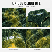 Veste polaire Sherpa personnalisée tie-dye épaisse et décontractée avec broderie de lettres et col ouvert, modèle unisexe, fabrication sur mesure