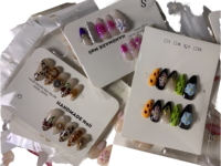 Faux ongles à presser faits main en acrylique 3D motif fleur, couvrance totale, luxe, formes carrée et amande, styles et tailles aléatoires, sac surprise, diffusion en direct