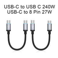 Kabel Tipe C Pendek 20CM Terbaru 2026, Kabel Data Pengisian Cepat 5A 240W USB-C ke USB-C Magnetik Berjalin untuk Power Bank Laptop