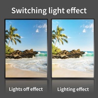 Boîte à lumière publicitaire LED personnalisée ultra-fine en aluminium avec verre trempé rétroéclairé noir et argent pour les restaurants et les cafés
