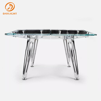 Table de jeu en verre rectangulaire octogonale, table de poker professionnelle, ensemble pour 8 à 10 personnes, table de poker de luxe