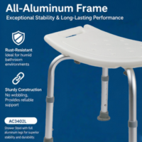 Chaise de douche en aluminium pour personnes âgées avec dossier - Équipement médical de haute qualité AndCare - Ventes chaudes