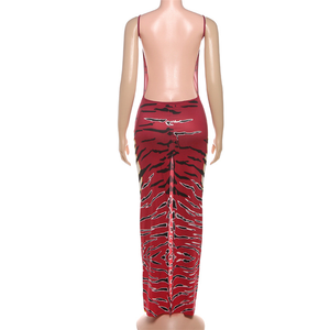 <strong>Tiger</strong> Stripe Print Backless Maxi <strong>Dress</strong> Women Sleeveless Sexy Skinny Clubwear Stretch Tight Beach Vacation Slim <strong>Dress</strong> - Product Image 6
