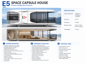 Maison conteneur capsule spatiale préfabriquée, forme carrée respirante, plancher épaissi, système d'air frais, moustiquaire anti-moustiques, étanche - Product Image 3