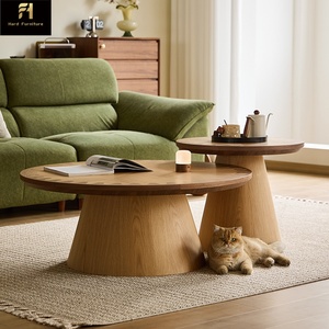 Mesa de Centro Redonda Creativa de Diseño Italiano, Mesa de Centro de Madera Retro Maillard para Sala de Estar - Product Image 3