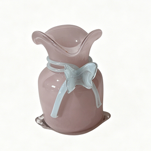 Vase à fleurs en verre en forme <span class=keywords><strong>de</strong></span> sac cadeau avec nœud décoratif pour bureau, <span class=keywords><strong>rebord</strong></span> <span class=keywords><strong>de</strong></span> fenêtre et décoration intérieure - Product Image 6