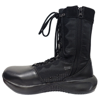 Bottes tactiques d'hiver légères en microfibre avec fermeture éclair latérale, semelle en PU, haute tige, imperméables, pour la sécurité et le travail