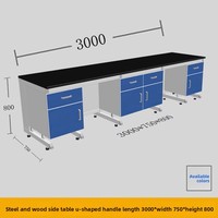 Table de laboratoire modulaire contemporaine en acier, nouvelle conception, avec étagères et armoires