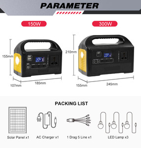 Système d'énergie solaire certifié ultra-portable, système de stockage d'énergie Lifepo4 150w 300w portable - Product Image 1