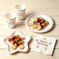 Nouvel ensemble de vaisselle jetable personnalisé Lanweier pour fête d'anniversaire avec assiettes et serviettes