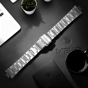 Bracelet de montre en acier inoxydable, bracelet à maillons en argent brossé pour un usage professionnel et décontracté - Product Image 1