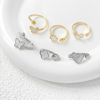 Usine personnalisée plaqué or 18 carats fait à la main à la mode papillon semi-monté cuivre nacre porte-coquille anneau réglable