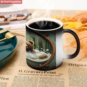 Vintage Matte Frosted Black <b>Ceramic</b> <b>Mug</b> 11oz Heat Sensitive Daily Drinking Cup - Product Image 5