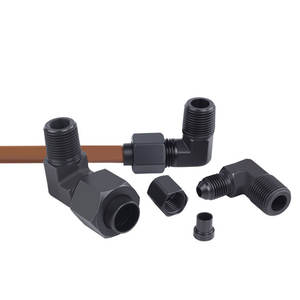 Raccord coudé en acier au carbone Huihong, 90 degrés, fileté, adaptateur de tuyau d'huile hydraulique, traitement d'oxydation noire, connecteur - Product Image 1