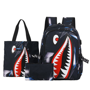 Mochila Escolar Personalizada con Diseño de Tiburón, Impermeable, para Adolescentes, Juego de Mochilas Escolares 3 en 1, OEM - Product Image 6