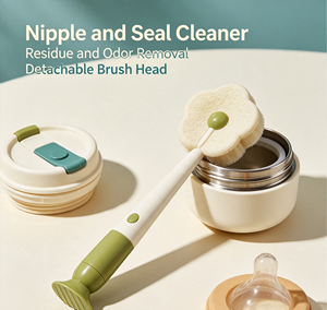 Brosse de nettoyage 3-en-1 en forme de fleur avec ventouse et éponge pour biberons, tasses et usage en cuisine - Product Image 2