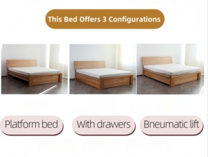 Giường ngủ hộp lò xo gỗ tối giản phong cách Bắc Âu - Khung gỗ chắc chắn, có thể điều chỉnh độ cao, thân thiện với môi trường, bền bỉ, tiết kiệm không gian cho phòng ngủ - Product Image 2