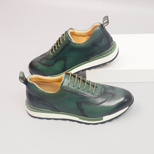Genuine Leather Men's Lace-up <b>Shoes</b> Round Toe <b>Height</b> <b>Increasing</b> Rubber Outsole All Seasons Casual Wear - Product Image 2