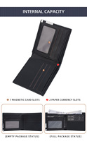 Dompet Pendek Minimalis Ramping Desain Baru Baellerry untuk Pria, Dompet Kartu Bisnis Sederhana Lipat Dua dengan Banyak Slot Kartu, Kulit PU