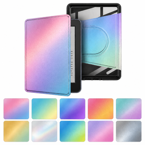 Étui de protection en cuir PU holographique arc-en-ciel laser personnalisé OEM pour <span class=keywords><strong>liseuse</strong></span> électronique Kindle Paperwhite/Colorsoft Basic - Product Image 1