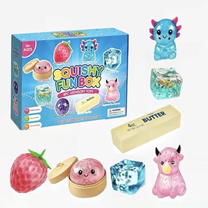 Squishy Fun <b>Box</b> 8 Piece Sensory Toy Set With Fruit Animal And Ice Cube Shapes For Stress Relief And <b>Gift</b> Giving - Product Image 1