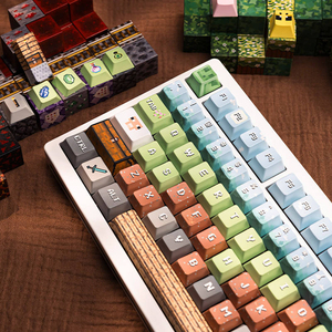 Keycaps sur le thème de Minecraft, 136 touches, profil Cherry, PBT, sublimation de la couleur, pour clavier mécanique MX <span class=keywords><strong>Switch</strong></span> 61/64/68/104 - Product Image 1