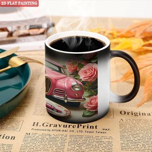 Mug en céramique 11oz sensible à la chaleur, noir givré, tasse à thé et à café réutilisable, non toxique - Product Image 5