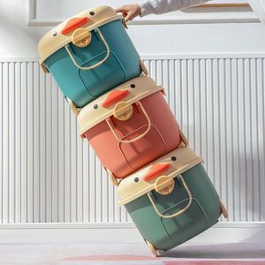 Modern Customized Cartoon Plastic Kids <b>Bin</b> Eco-Friendly <b>Rectangle</b> Toy Organizers and Storage With Wheels for Home - Product Image 2