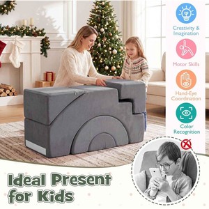 Set de Juego de Espuma para Gatear y Escalar de 5 Piezas para Niños, Bloques de Escalada, Juguetes Suaves, Gimnasio Interior, Color Gris, Regalo Ideal para Niños - Product Image 4