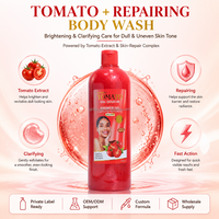 Gel Douche Exfoliant et Hydratant Anti-âge à la Tomate, Marque Privée OEM, Effet Blanchissant