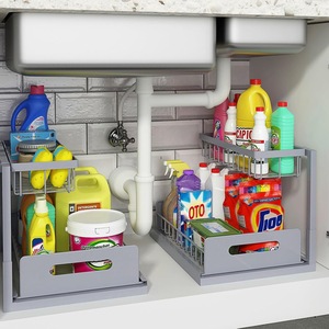 Cesta extraíble para fregadero, organizador multifuncional de gabinete, tipo rectangular con inserción de pernos - Product Image 3