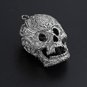 Collier pendentif crâne en acier inoxydable avec zircon, bijou effrayant style punk pour homme - Product Image 5