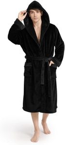 Robe de chambre thermique de luxe unisexe avec capuche, robe de bain en polaire ultra confortable <span class=keywords><strong>pour</strong></span> <span class=keywords><strong>homme</strong></span>, robe à capuche en peluche avec ceinture et 2 poches - Product Image 3