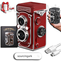 SourcingArk Cámara Digital Retro TLR Mini de 1.54 Pulgadas, 1080P FHD, Portátil, Doble Lente, Visión Nocturna, Autoenfoque, Videocámara LK-019