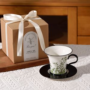 Vintage <b>Floral</b> Coffee Cup and Saucer Set 250ml Ceramic Tea Cup Set in Gift <b>Box</b> - Product Image 2