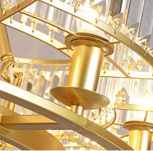 Lustre en cuivre de cristal créatif de luxe suspendu en or lampes suspendues pour table à manger - Product Image 5