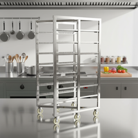 Chariot de boulangerie en acier inoxydable à 16 niveaux, double rangée, pour plateaux de cuisson, avec roues à frein pour four à pain - Vente chaude