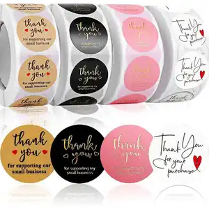 Rollo de etiquetas adhesivas autoadhesivas de sobre de agradecimiento de Color de forma personalizada para pequeñas empresas