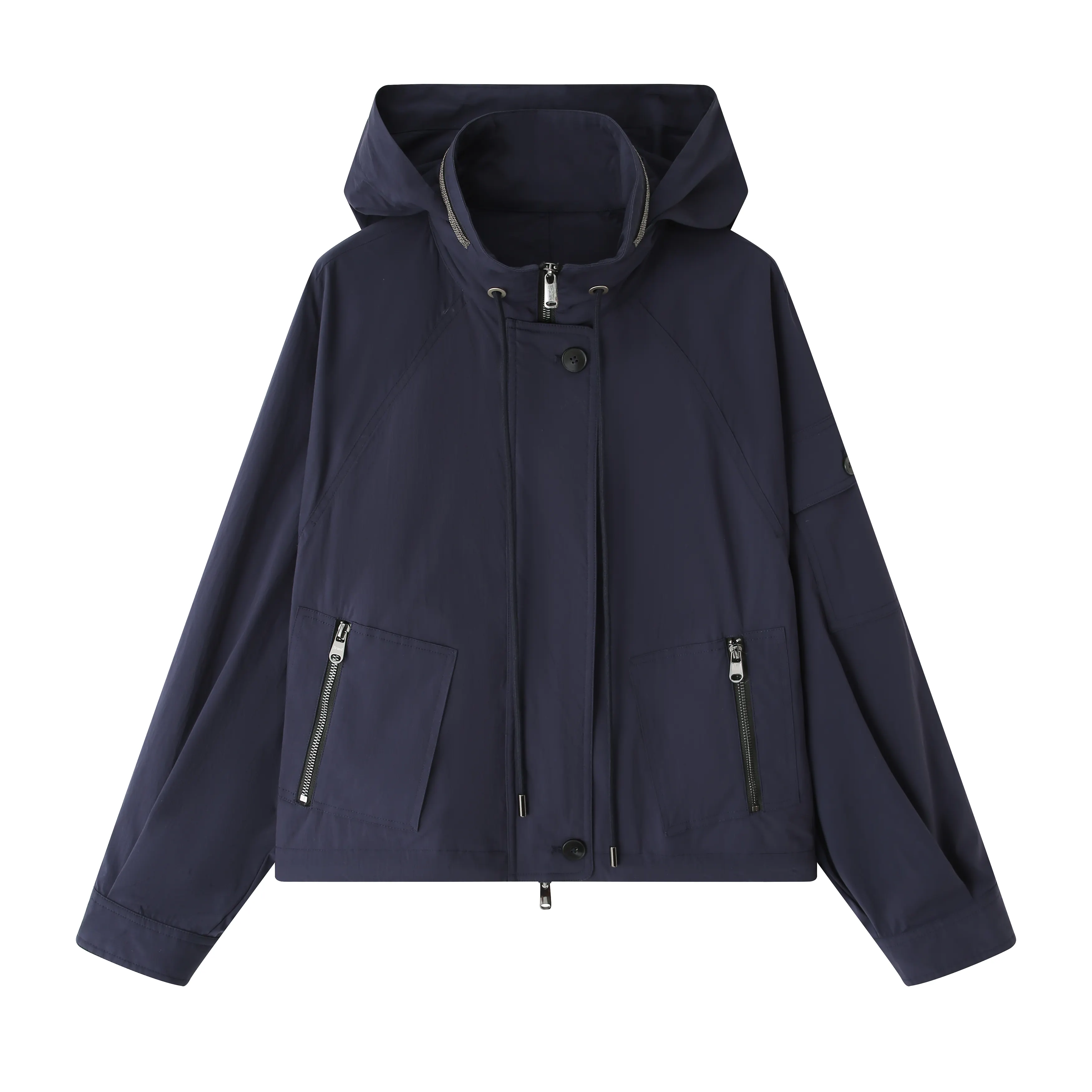 OEM 82% Polyester18%Rayon Custom Windbreaker zipper Hoodie casual Jacket Women's High Quality fashion dust wind coat Wholesale