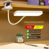 Lampe à pince LED portable 3 couleurs personnalisable OEM/ODM, rechargeable et double usage (prise secteur), idéale pour la lecture en dortoir
