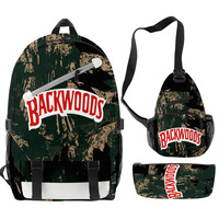 Sac à dos 3-en-1 en tissu Oxford durable, imprimé par sublimation intégrale, motif Backwoods Cookie RAW, pour ordinateur portable et voyage, prix d'usine