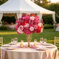 Boule de fleurs artificielles en soie rose réaliste pour mariage, Saint-Valentin, remise de diplôme, décoration de fond, allée de cérémonie, sol